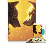 Puzzle da 1000 pezzi per ragazzi "Duello del lupo tra le fiamme" giocattolo educativo per divertimento in famiglia adatto come decorazione da scrivania 50x75cm