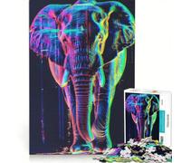 Puzzle da 1000 pezzi per ragazzi elefante glitch neon giocattolo fai da te migliora la memoria collezione d'artista belle arti 50x75cm
