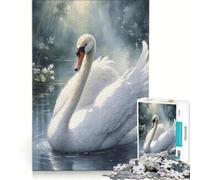 Puzzle da 1000 pezzi per ragazzi, elegante cigno nella nebbia, gioco per tutta la famiglia, divertente e spiritoso, adatto anche come decorazione da scrivania 38x52cm