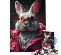 Puzzle da 1000 pezzi per ragazzi elegante con coniglietto chic difficile e stimolante un'opera d'arte gioco divertente adatto a persone dai 14 anni in su (50x75cm)