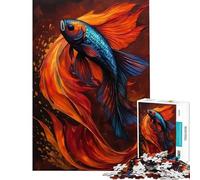 Puzzle da 1000 pezzi per ragazzi elegante dipinto di un pesce Betta blu e arancione stimola l'attività cerebrale decorazione per la casa gioco pratico per ragazzi dai 14 anni in su 50x75cm