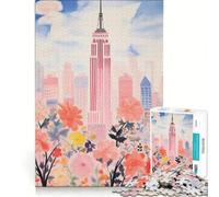 Puzzle da 1000 pezzi per ragazzi, Empire State Building, acquerello, giocattolo educativo, sfida impegnativa, ideale come regalo 38x26cm