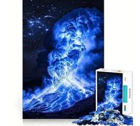 Puzzle da 1000 pezzi per ragazzi,eruzione di un vulcano blu,con incastri perfetti,divertente e stimolante, tempo libero e il Natale 50x75cm