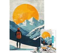 Puzzle da 1000 pezzi per ragazzi Escursione al tramonto in montagna innevata Difficile e impegnativo Decorazione da parete fai-da-te Giocattolo per ragazzi dai 14 anni in su Gioco di puzzle offerto