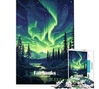 Puzzle da 1000 pezzi per ragazzi Fairbanks Alaska Aurora Boreale sfida impegnativa da completare decorazione perfetta gioco rilassante per ragazzi dai 14 anni in su (50x75cm)