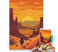 Puzzle da 1000 pezzi per ragazzi Far West cowboy al tramonto giochi educativi corsa a tempo collezione d'artista belle arti 38x52cm