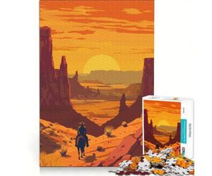 Puzzle da 1000 pezzi per ragazzi Far West cowboy al tramonto giochi educativi corsa a tempo collezione d'artista belle arti 38x52cm