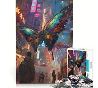 Puzzle da 1000 pezzi per ragazzi: Farfalla gigante in volo in città, gioco interattivo, sfida impegnativa, compleanno e altre occasioni 38x52cm