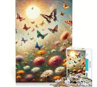 Puzzle da 1000 pezzi per ragazzi: farfalle e fiori selvatici in una giornata primaverile, gioco rilassante, antistress, compleanno e Natale, 50x75cm