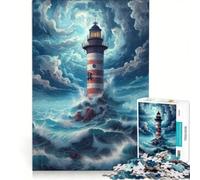 Puzzle da 1000 pezzi per ragazzi Faro in un oceano in tempesta giochi educativi attività divertenti da fare a casa collezione d'artista belle arti 50x75cm