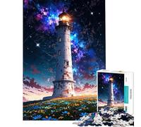 Puzzle da 1000 pezzi per ragazzi Faro sotto un cielo cosmico sfida educativa ideale per le vacanze a casa per passare il tempo decorazione domestica giocattolo per ragazzi dai 14 anni in su (38x52cm)