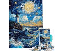 Puzzle da 1000 pezzi per ragazzi faro sotto un cielo stellato puzzle per adulti gioco pratico ideale per le vacanze a casa per passare il tempo regalo di Natale o di compleanno (dimensioni 38x52cm)