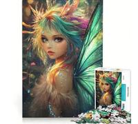 Puzzle da 1000 pezzi per ragazzi, fata con ali verdi, gioco rilassante, antistress, lista dei desideri con Babbo Natale 38x26cm