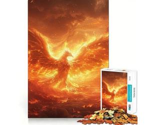 Puzzle da 1000 pezzi per ragazzi,fenice ardente,fuoco solare,taglio netto,artigianato,divertimento cognitivo,gioco per il tempo libero,decorazione natalizia per la casa (50x75cm)