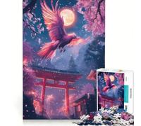 Puzzle da 1000 pezzi per ragazzi "Fenice nella notte dei ciliegi in fiore" gioco rompicapo difficile e stimolante ideale come regalo per tutta la famiglia 38x52cm