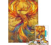 Puzzle da 1000 pezzi per ragazzi fenice retrò in vetro dorato puzzle per adulti gioco per famiglie migliora la memoria ideale come regalo per tutta la famiglia (dimensioni 38x52cm)