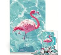 Puzzle da 1000 pezzi per ragazzi fenicottero rosa in acqua blu gioco divertente allena la mente e la mano sfida unica 38x52cm