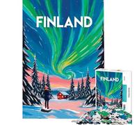 Puzzle da 1000 pezzi per ragazzi Finlandia Aurora Boreale Giochi rilassanti Giocattoli avvincenti per coltivare la pazienza Opera d'arte Regalo Decorazione da parete (dimensioni 38x52cm)