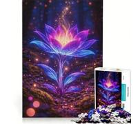 Puzzle da 1000 pezzi per ragazzi fiore fluorescente al neon giocattolo fai-da-te migliora la memoria con pezzi a incastro di forma casuale 38x26cm