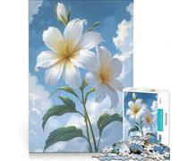 Puzzle da 1000 pezzi per ragazzi: Fiori bianchi su uno sfondo di cielo nuvoloso gioco pratico assemblaggio di motivi compleanno e Natale 38x52cm