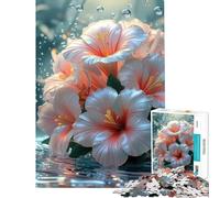 Puzzle da 1000 pezzi per ragazzi fiori di ibisco con gocce d'acqua sfida per l'intelligenza giocattolo avvincente giochi rilassanti decorazione da parete ottimo regalo (dimensioni 75x50cm)