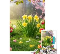 Puzzle da 1000 pezzi per ragazzi: fiori primaverili in un giardino soleggiato Puzzle rilassanti per ragazzi gioco di velocità manuale per compleanni e Natale (dimensioni 38x26cm)