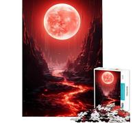 Puzzle da 1000 pezzi per ragazzi Fiume di lava sotto la luna di sangue Giochi rilassanti giocattoli che creano dipendenza per coltivare la pazienza Idee regalo Educativo (Dimensioni 50x75cm)
