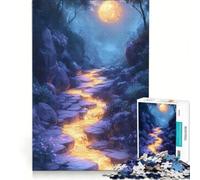Puzzle da 1000 pezzi per ragazzi: Fiume dorato nella valle illuminata dalla luna, gioco rompicapo, difficile e stimolante, ideale come regalo per tutta la famiglia 38x26cm