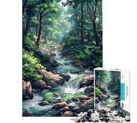 Puzzle da 1000 pezzi per ragazzi fiume foresta pixel art gioco intellettuale rilassante attività per famiglie regalo di Babbo Natale segreto (dimensioni 50x75cm)