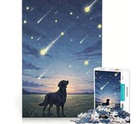 Puzzle da 1000 pezzi per ragazzi, Flat-Coated Retriever, pallina da tennis, pioggia di meteoriti, giochi educativi, attività divertenti da fare a casa, collezione d'artista, belle arti 38x52cm