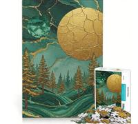 Puzzle da 1000 pezzi per ragazzi, Foresta di Smeraldo con corpi celesti dorati, gioco divertente, stimolante da completare, ideale come regalo per tutta la famiglia 50x75cm