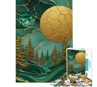 Puzzle da 1000 pezzi per ragazzi Foresta di Smeraldo con corpi celesti dorati puzzle per adulti giocattolo decorativo da parete migliora la memoria compleanni e occasioni speciali