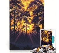 Puzzle da 1000 pezzi per ragazzi "Foresta infuocata all'alba", gioco educativo, decorazione da parete, ideale come regalo 50x75cm