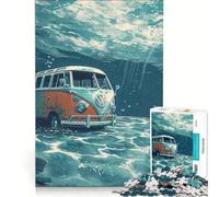 Puzzle da 1000 pezzi per ragazzi furgoncino sulla spiaggia giocattolo decorativo da parete decorazione perfetta regalo di Natale o compleanno 50x75cm