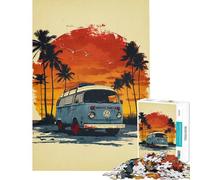 Puzzle da 1000 pezzi per ragazzi furgoncino sulla spiaggia puzzle da 1000 pezzi giocattolo decorativo per la casa taglio di precisione regalo di compleanno regalo di viaggio (50x75cm)