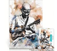 Puzzle da 1000 pezzi per ragazzi: Gandhi che suona l'ukulele, gioco rompicapo, decorazione perfetta, ogni pezzo è unico 38x26cm