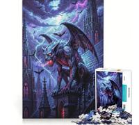 Puzzle da 1000 pezzi per ragazzi: Gargoyle su un edificio gotico durante una tempesta, giochi educativi, gara di velocità manuale, collezione d'artista, belle arti 38x26cm