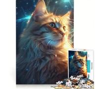 Puzzle da 1000 pezzi per ragazzi gattino nello spazio e nella galassia giocattolo fai da te impegnativo da completare regalo di compleanno regalo di viaggio 50x75cm