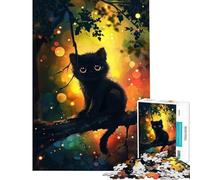 Puzzle da 1000 pezzi per ragazzi gattino nero su un ramo con effetto bokeh puzzle da 1000 pezzi decorazione per la casa giocattolo decorazione da parete offerta come regalo per tutta la famiglia