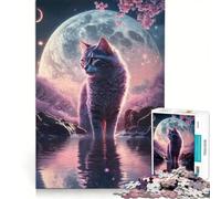 Puzzle da 1000 pezzi per ragazzi, "Gatto al chiaro di luna e fiaba", gioco educativo, difficile, regalo di compleanno, regalo di viaggio 50x75cm