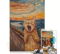 Puzzle da 1000 pezzi per ragazzi Gatto Arancione L'Urlo Gioco Educativo Interazione Genitore-Figlio Ideale come Regalo 38x26cm