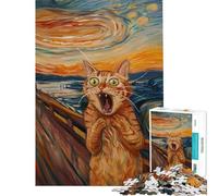 Puzzle da 1000 pezzi per ragazzi Gatto Arancione L'Urlo Impegnativo da completare Migliora la memoria Gioco pratico per ragazzi dai 14 anni in su (50x75cm)