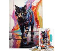 Puzzle da 1000 pezzi per ragazzi gatto che cammina nella vernice gioco rompicapo educativo ottimo regalo per giochi decorazione per la casa (dimensioni 38x26cm)