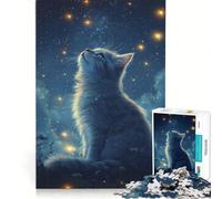 Puzzle da 1000 pezzi per ragazzi, gatto che guarda le stelle, decorazione da parete, difficile e stimolante, ottimo regalo per gli appassionati di videogiochi 50x75cm