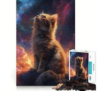 Puzzle da 1000 pezzi per ragazzi gatto che guarda le stelle,taglio netto,gioco cognitivo divertente,gioco per il tempo libero,decorazione natalizia per la casa (50x75cm)