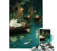 Puzzle da 1000 pezzi per ragazzi gatto che legge in una foresta incantata puzzle da 1000 pezzi giocattolo decorativo per la casa taglio di precisione regalo di compleanno regalo di viaggio (50x75cm)