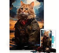 Puzzle da 1000 pezzi per ragazzi,gatto che pesca in un lago,gioco divertente e stimolante,tempo libero,decorazione natalizia da parete (38x52cm)