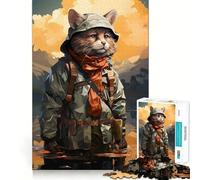 Puzzle da 1000 pezzi per ragazzi Gatto che pesca in un lago,grafica raffinata,allenamento della concentrazione,gioco divertente per i momenti di tranquillità,regalo di Natale (38x26cm)