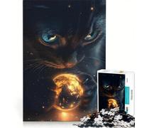 Puzzle da 1000 pezzi per ragazzi: Gatto che tiene la Terra, giocattolo fai-da-te, interazione genitore-figlio, compleanno e altre occasioni 50x75cm