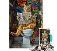 Puzzle da 1000 pezzi per ragazzi gatto che va in bagno puzzle per adulti giocattoli fai da te regalo di compleanno per amici e familiari (dimensioni 50x75cm)